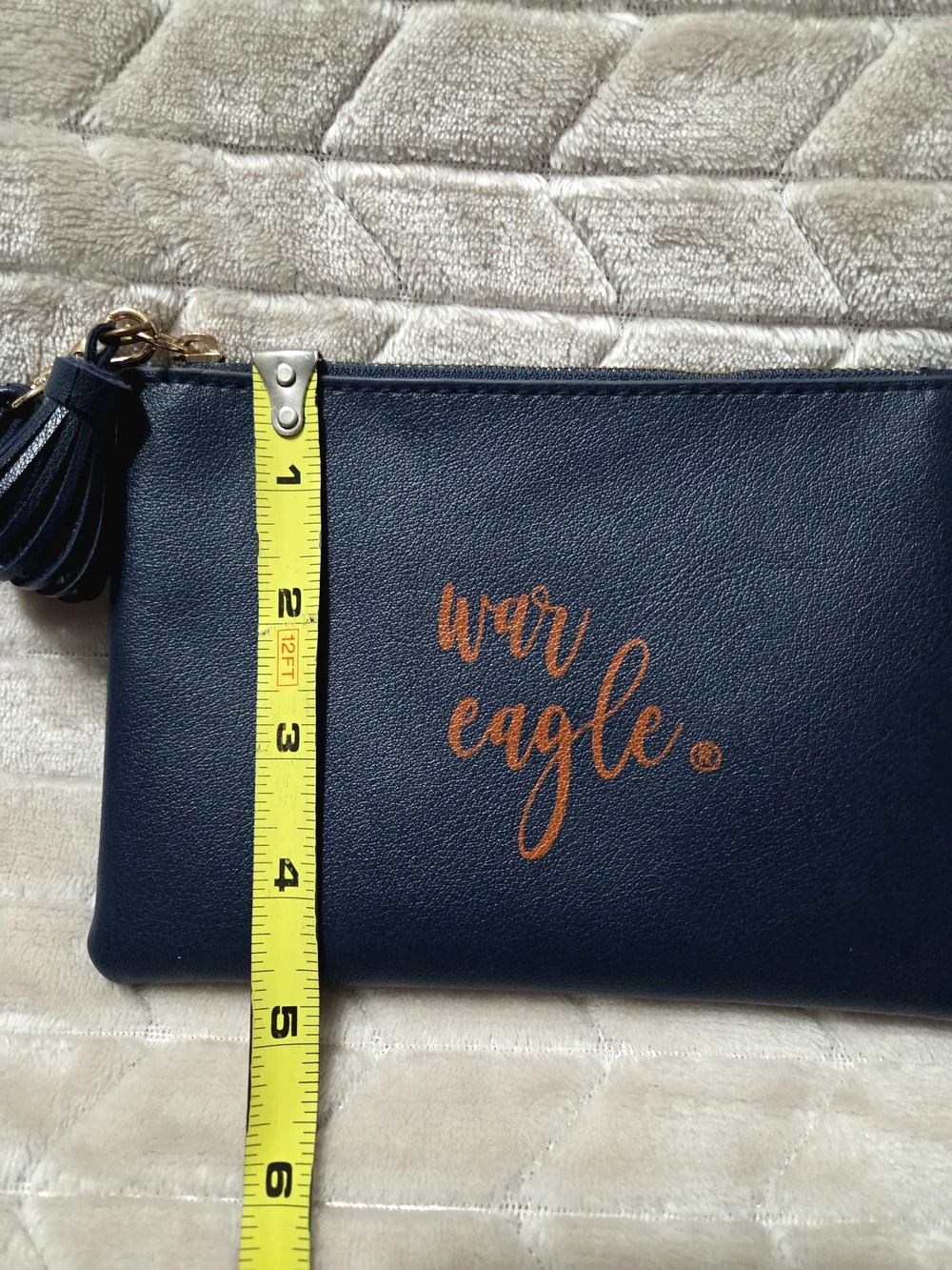Auburn War Eagle Wristlet with Tassel In Navy & Orange- New Condition